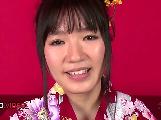 Chiharu'_s Sensual Japanese Blowjob Leads to Hot Kimono Sex with Two Guys