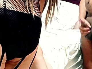 Threesome with My Stepmother and Inexperienced Girl, I End up Fucking the MILF