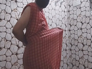 Indian handsome young gay boy is bathing with towel