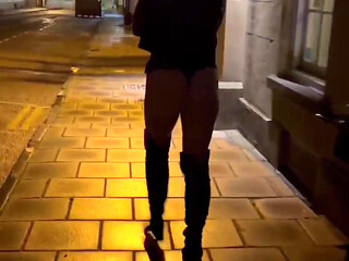 Public flashing street walking