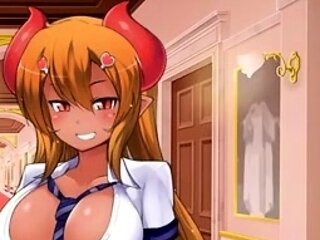 Brunette cums to hentai