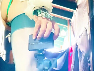 Colombian Tgirls - Mira Moves up, Strokes Down with Her Dildo