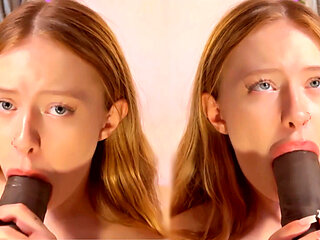 Blue-Eyed Blonde Deepthroats a Huge Black Cock - Autumn Tears