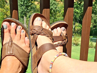 Jerk your hard cock and cum all over both of our soft sexy feet and toes
