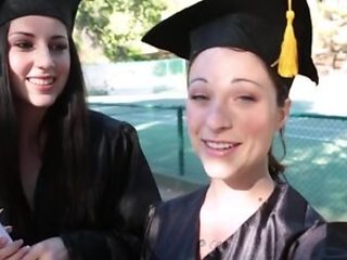 Graduation. Sexy hot babe bestfriends plays each others...