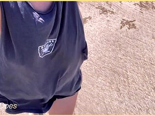 Wifey Dared Walking Around Side Boob on Beach