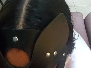 The Masked Girl Is Very Docile When She Has My Cock in Her Mouth