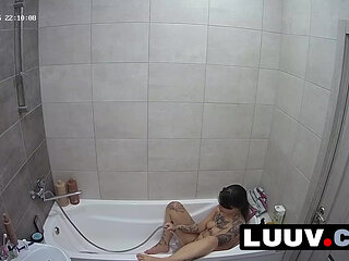 LUUV. Masturbation and orgasm on home camera from Emily in the bathroom