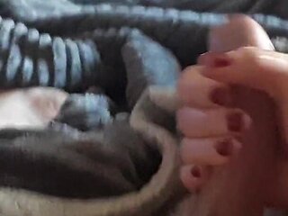 Handjob From Stepsis Red Nails Cumming Hard