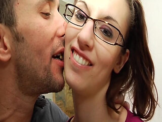 French Office Secretary Got Cum All Over Her Glasses