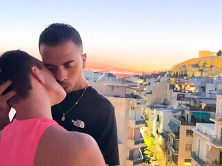 Flip Bareback Latino Elias with Acropolis View!