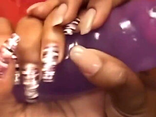 Black on Black Lesbian Threesome and Sex Toy