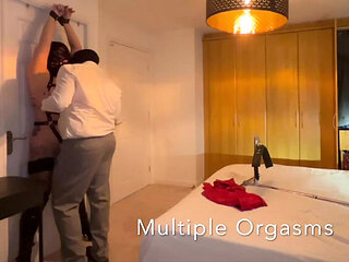 Amateur Housewife Tied and Ball Gagged for Mistress X - Multiple Real Bondage Orgasms with Hitachi Wand