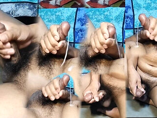 Asian College Boy Wanking Off Big Dick and Cumming Rubbing Cum
