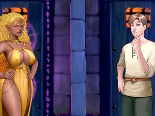 Cartoon sex simulator featuring a legendary big-busted elf and her youthful butt