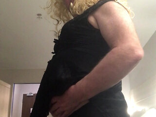 dressed in a hotel room