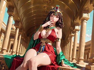 Lazy on the Golden Throne in Red & Gold, a Private Tease From Her High-class Gaze