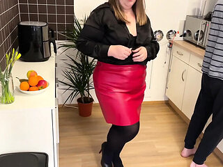 Sexy Ukrainian Stepmom Demands Cum on Her Pantyhose - Big Ass MILF Handjob & Doggystyle