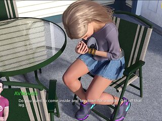 Hot blonde with a big ass and huge tits in an erotic visual novel