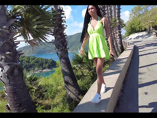 O Found a Stunning 18 Year Old Trans Chocolate Barbie for Fucking at the Beach!