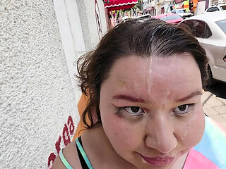 Thick Cum on My Face City Cumwalk with People Watching