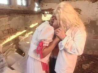 Lesbian Orgasms for Two Blondes in the Barn