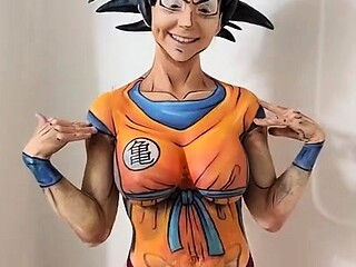MILF cosplayer reveals fabulous big tits in the shower