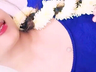 Beautiful Clear Face Desi Girl in Blue Blouse Hot Seductive Look