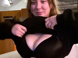 Cute blonde with big boobs solo