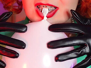 Airballoon latex fetish video, femdom POV humiliation