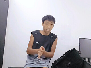Asian Cute Boys Academy Control Room: Masturbation, Moaning, Ejaculation, and Ingestion of Semen