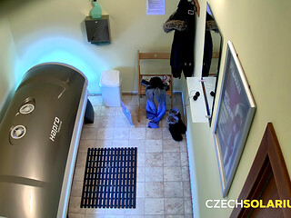 Czech Solarium 16: Shaved Pussy Spread Wide for a Naughty Solarium Show