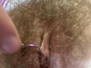 Hairy Pussy Heaven as I Fiddle and Twiddle My Beautiful Bush!
