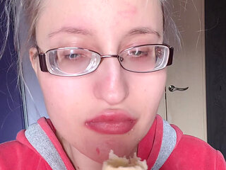 Asmr Eating Banana Pink Lipstick - Lip Fetish Food Fetish Lipstick Eyeglasses