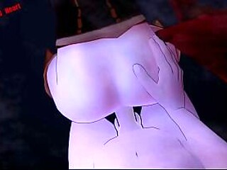 Blonde babe Jaune and brunette Pyrrha go anal in their armored alt forms