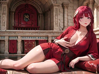 Epic Stone Steps Vs Intimate Bedroom Contrast, Red off-shoulder Skirt Legs Spread Wide, Lazy Glance Ignites Desire!