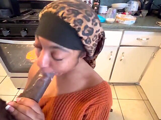 BBC Blowjob in the Kitchen