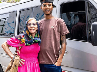 Tattooed Granny 81 Years Old Anal Pickup Rough Car Sex BBC Destroyed Asshole
