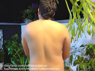 Cruising, I Fuck Trans Femboy on the Terrace of My Building, Creampie