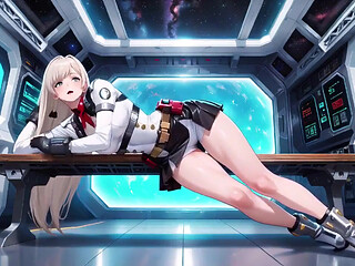 Taboo Contrast in Her White Tech-uniform, Stretched Tight While Squatting and Crawling.