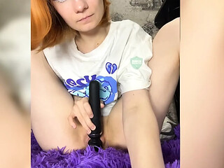 Cute 18 y.o. student gives a real solo female masturbation performance