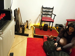 Lave in Leather Sack Part 1 - MILF Domina Teases Bound Cock Edging Denial BDSM