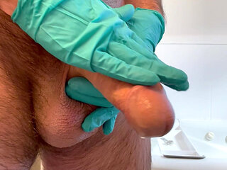 Soft to Stiff Prick with latex gloves and soap