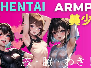 Beautiful young women staring at you while showing off their sexy armpits (hentai) (ai generated)