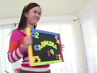 CARMINA KAI Cute 19 YO Asian Cutie FIRST TIME! Huge Cock POV