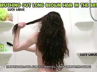 Brushing Out Long Brown Hair in the Bath