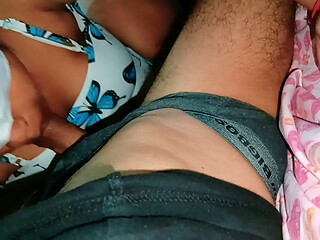 Stepsister sloppy, licking and sucking Close up Blowjob to bro with hot CUM in mouth- with clear dirty talking in Hindi voice