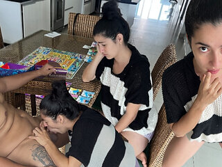 My stepsister loses in the game and pays the rent with her ass!