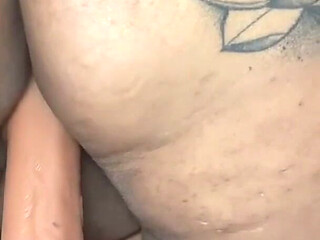 BBW Hard Masturbation with Giant Dildo