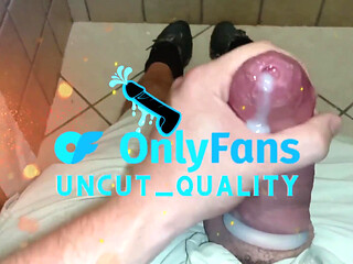 Precum on Wet Uncut Tight Foreskin